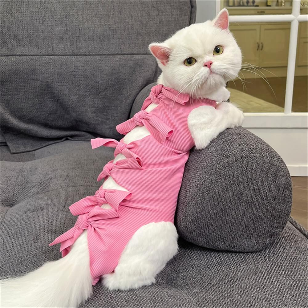 Bowknot Back-Tie Cat Dress - Elegant and Adorable Pet Outfit