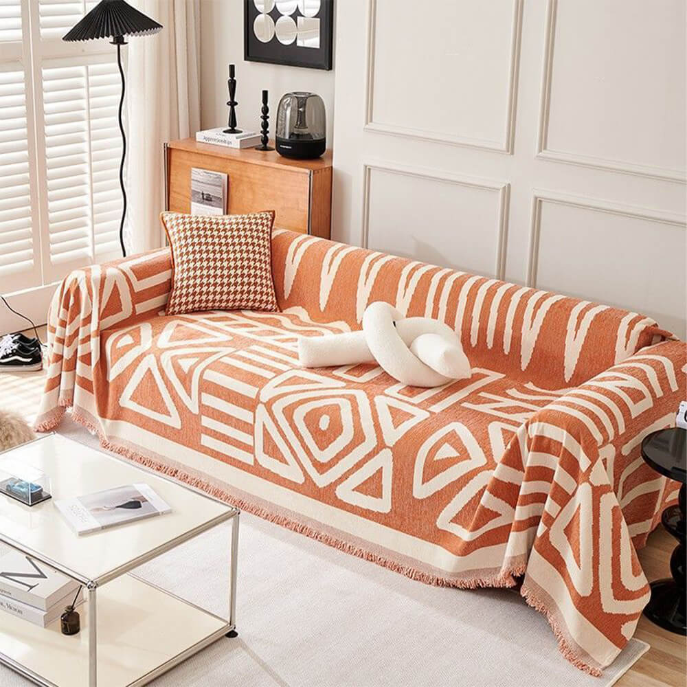 Five-Color Geometric Sofa Cover - Bold Patterns for a Modern Look