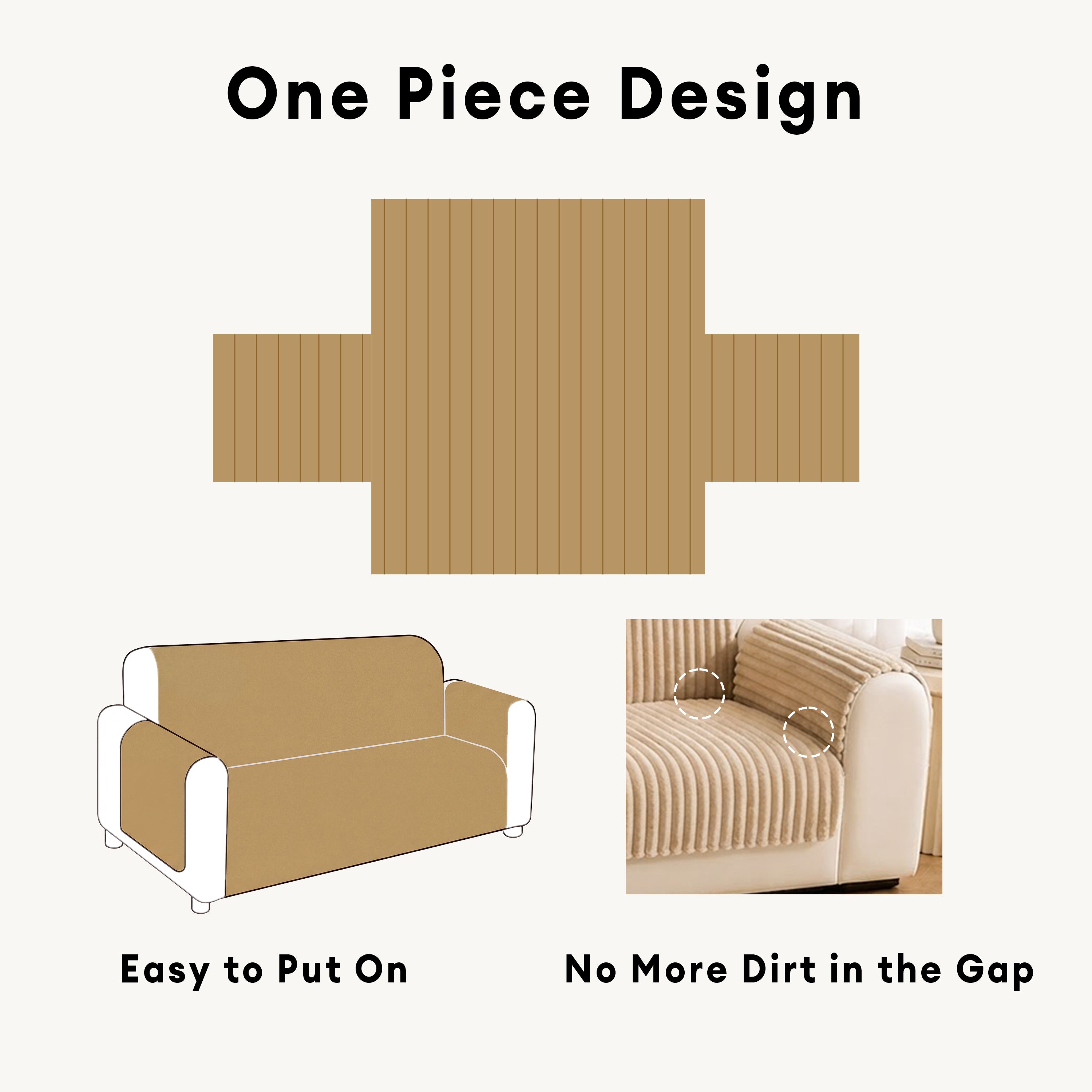 Plush Pet-Friendly Non-Slip One-Piece Couch Cover Recliner Couch Cover - Strips