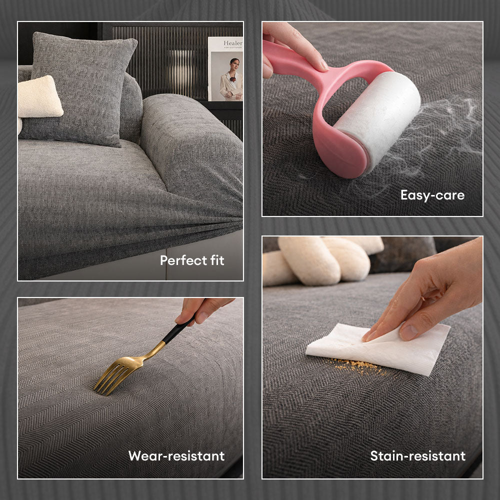Herringbone Full Coverage Scratch-Resistant Sofa Protection Magic Stretch  Sectional Couch Cover