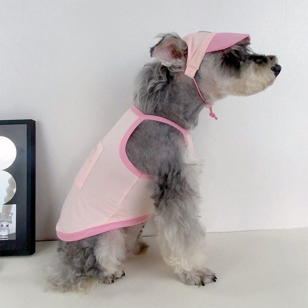 Pet dog clothes contrast color matching can put ice pack to cool down the sun protection tank top