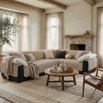 One-Piece Cozy Flannel Sofa Protection Non-Slip Sectional Couch Cover