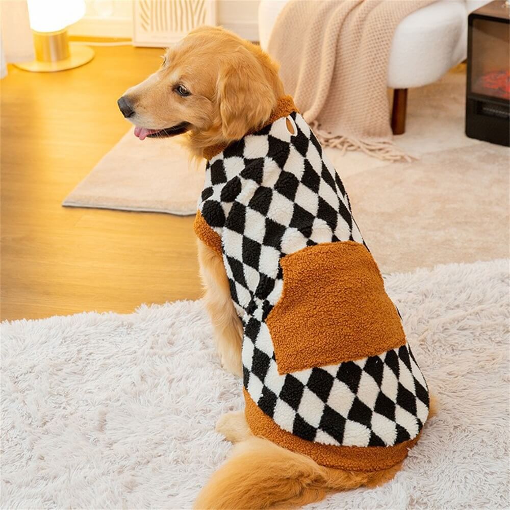 Cozy Argyle Dog Sweater with Pocket – Available in Two Colors