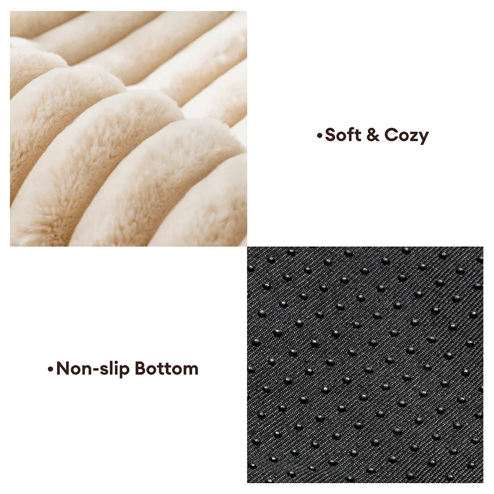Waterproof Ribbed Plush Bolster Dog Car Seat Bed & Safety Tethers