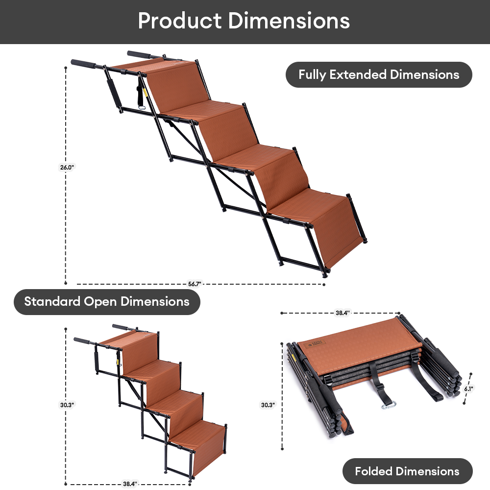 Foldable Dog Stairs for Car with Wide Non-Slip Steps - LuxeNest