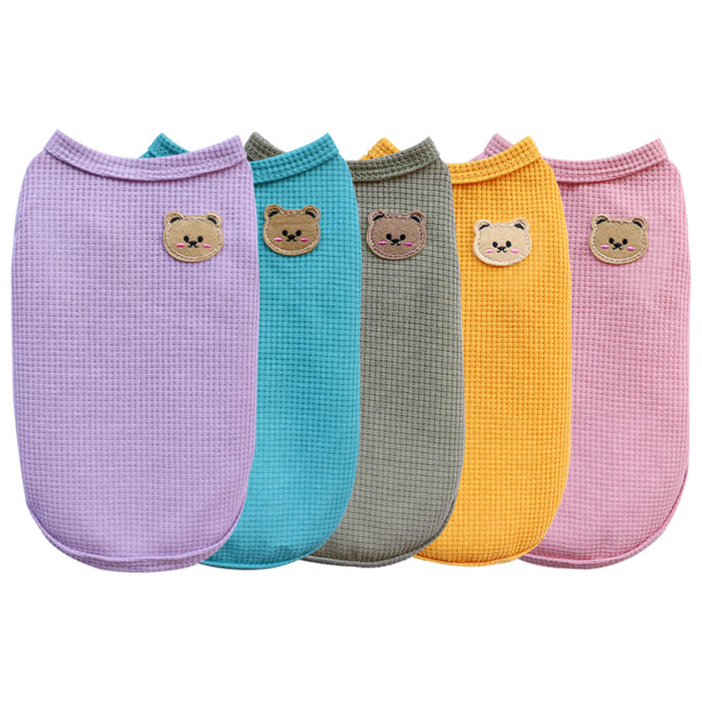 Pet Cat Dog Clothes Waffle Multicolor Vest