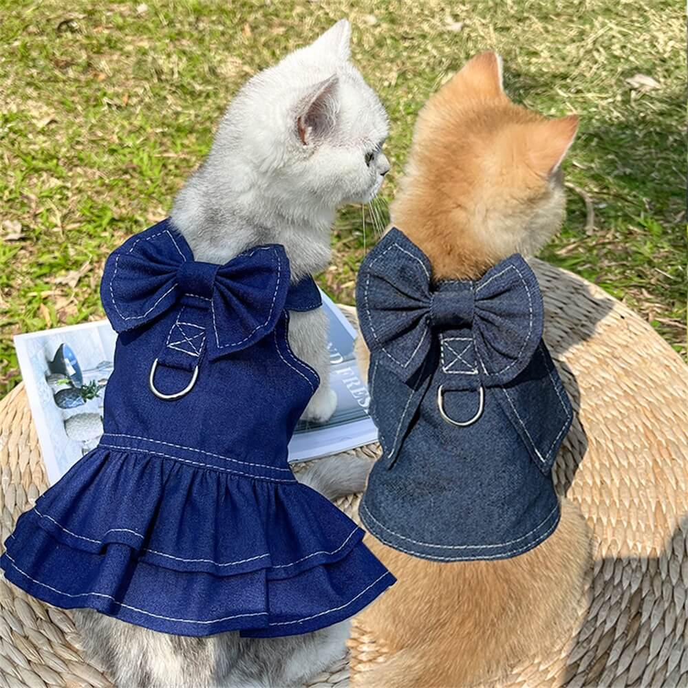 Denim Dog Dress and Vest Set - Adorable and Fashionable for Small Breeds