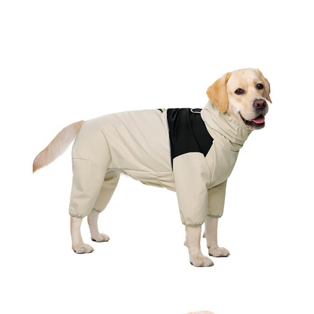 Waterproof Turtleneck Elastic Fit Dog Raincoat With Reflective Strip