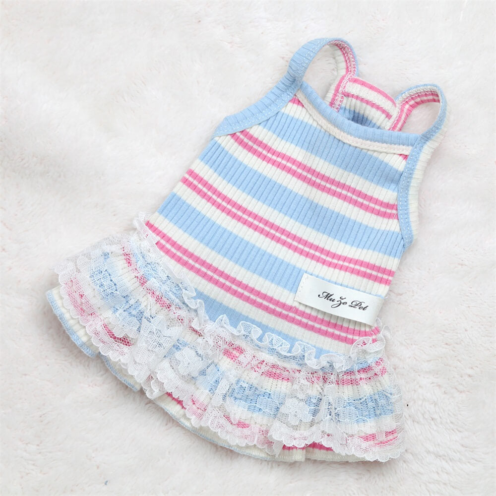 Spring Summer New Lace Trim Halter Dress Pet Clothes