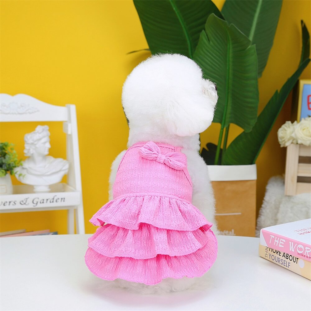 Adorable Ruffled Dog Dress with Bow - Perfect for Summer Outings