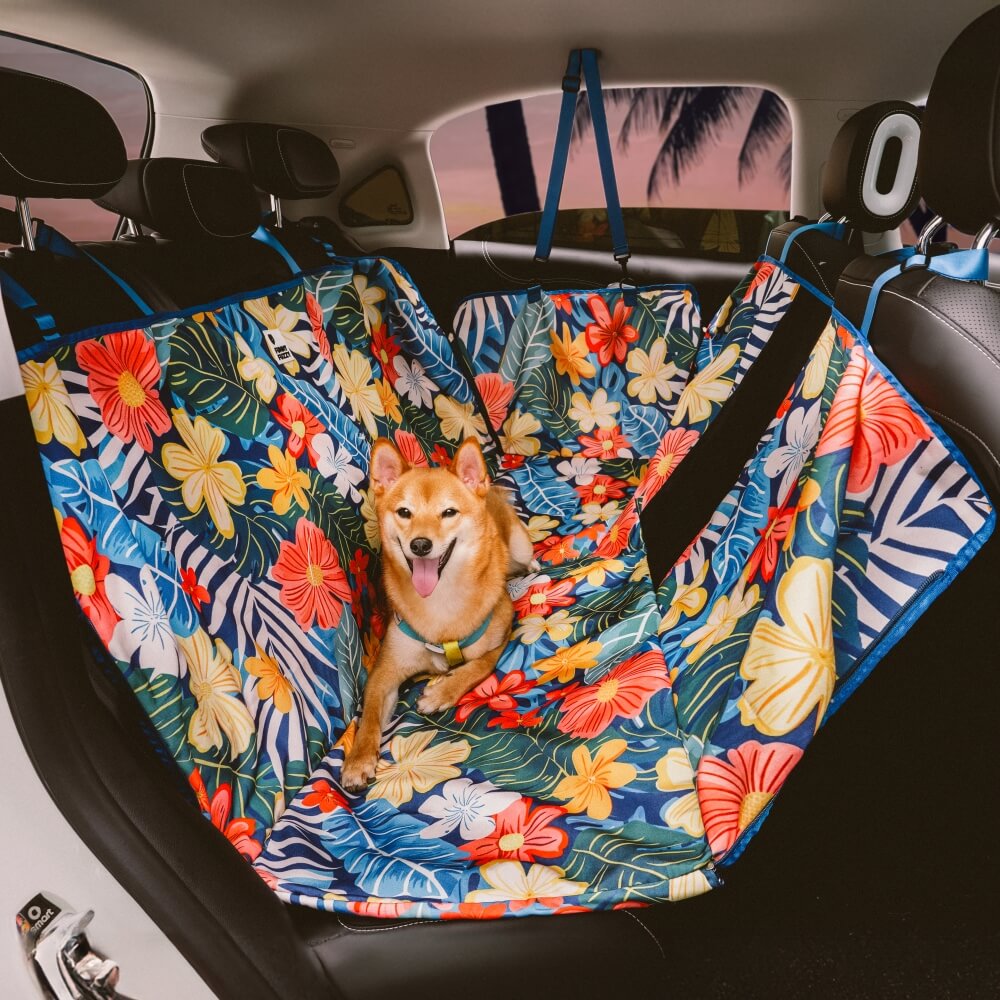 Areca Palm Print Waterproof Dog Car Seat Cover - Tropical Charm