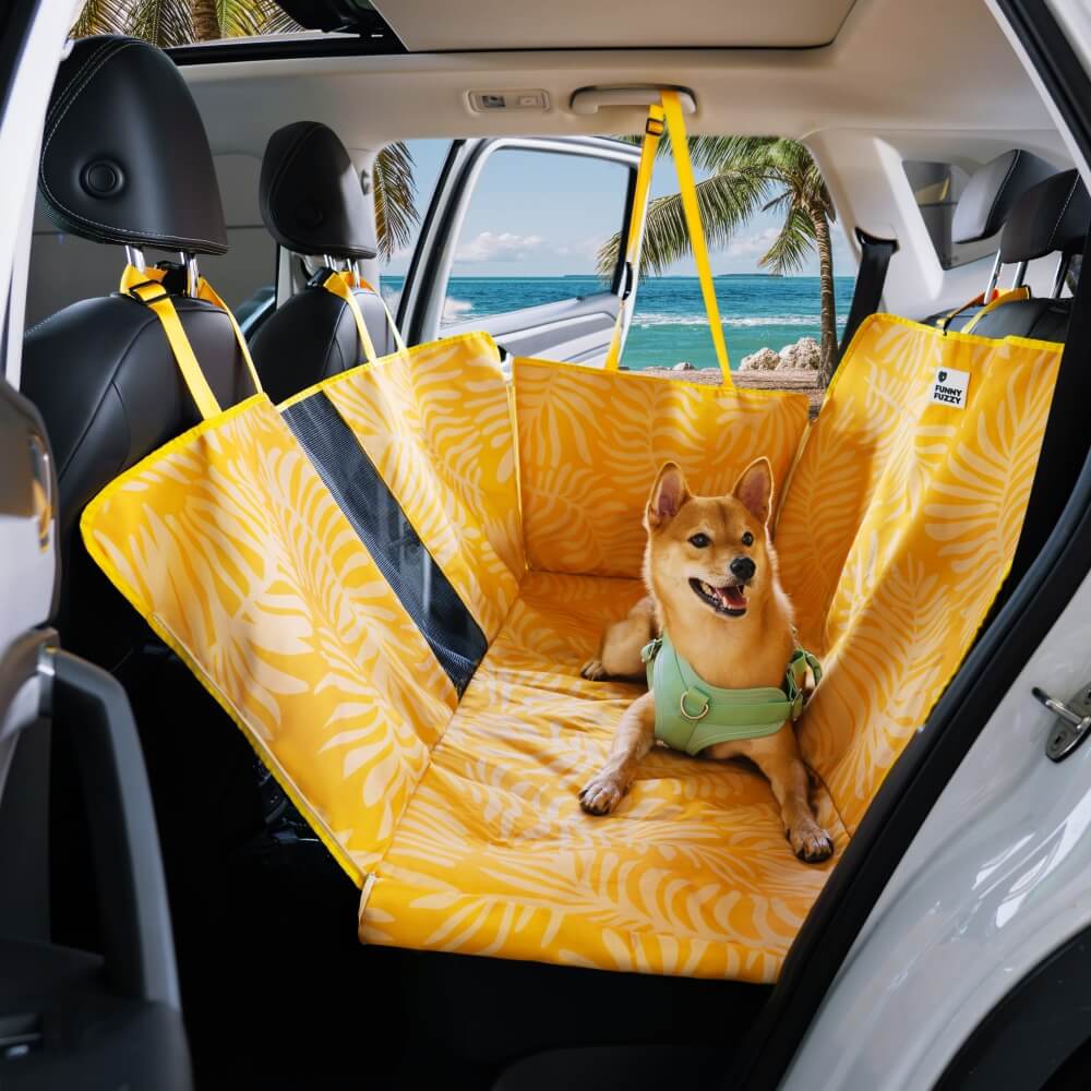 Areca Palm Print Waterproof Dog Car Seat Cover - Tropical Charm