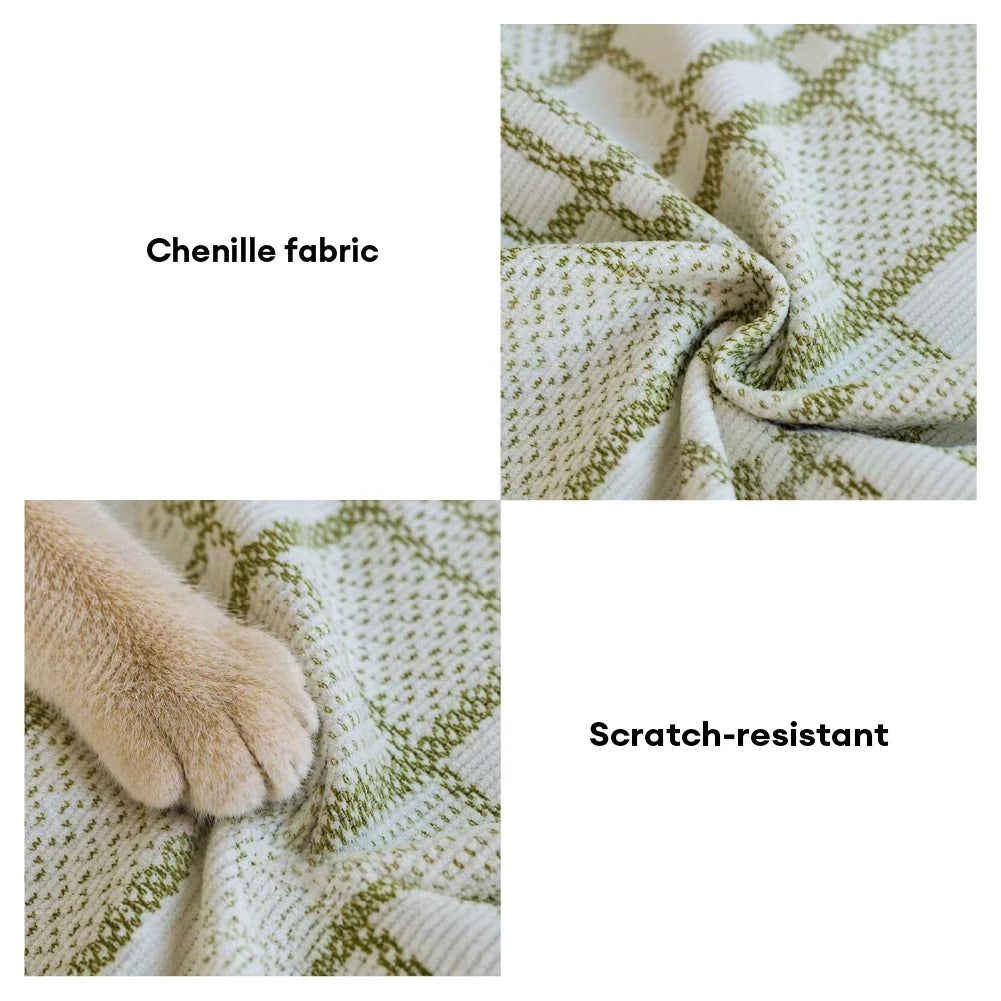 Checkered Pattern Breathable Chenille Sofa Protection Couch Cover
