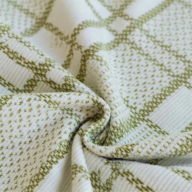Checkered Pattern Breathable Chenille Sofa Protection Couch Cover