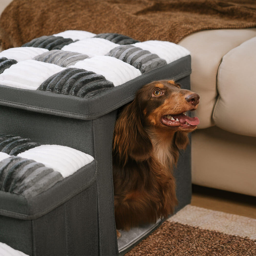 Cream-colored Large Plaid Square Fuzzy Pet Dog Mat Bed Couch Cover Home Bundle