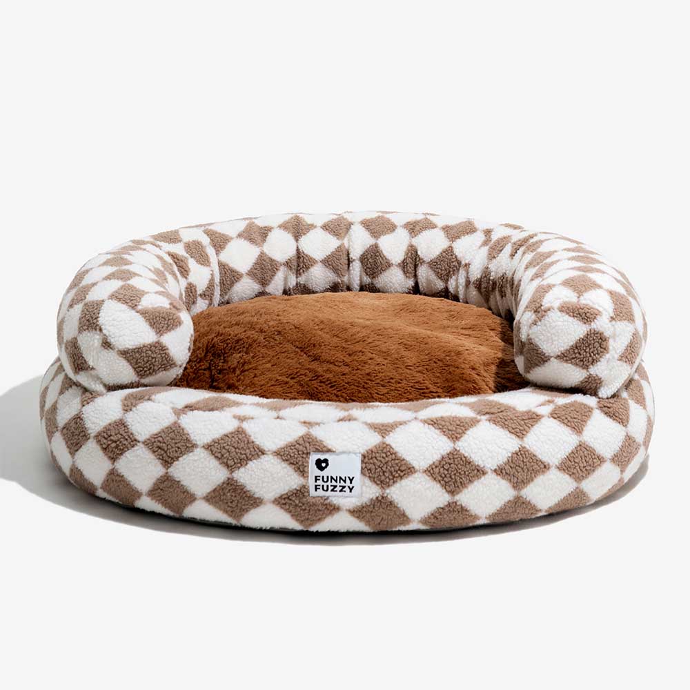 Classic Argyle Washable Bolster Donut Cat Bed - Cosy Haven