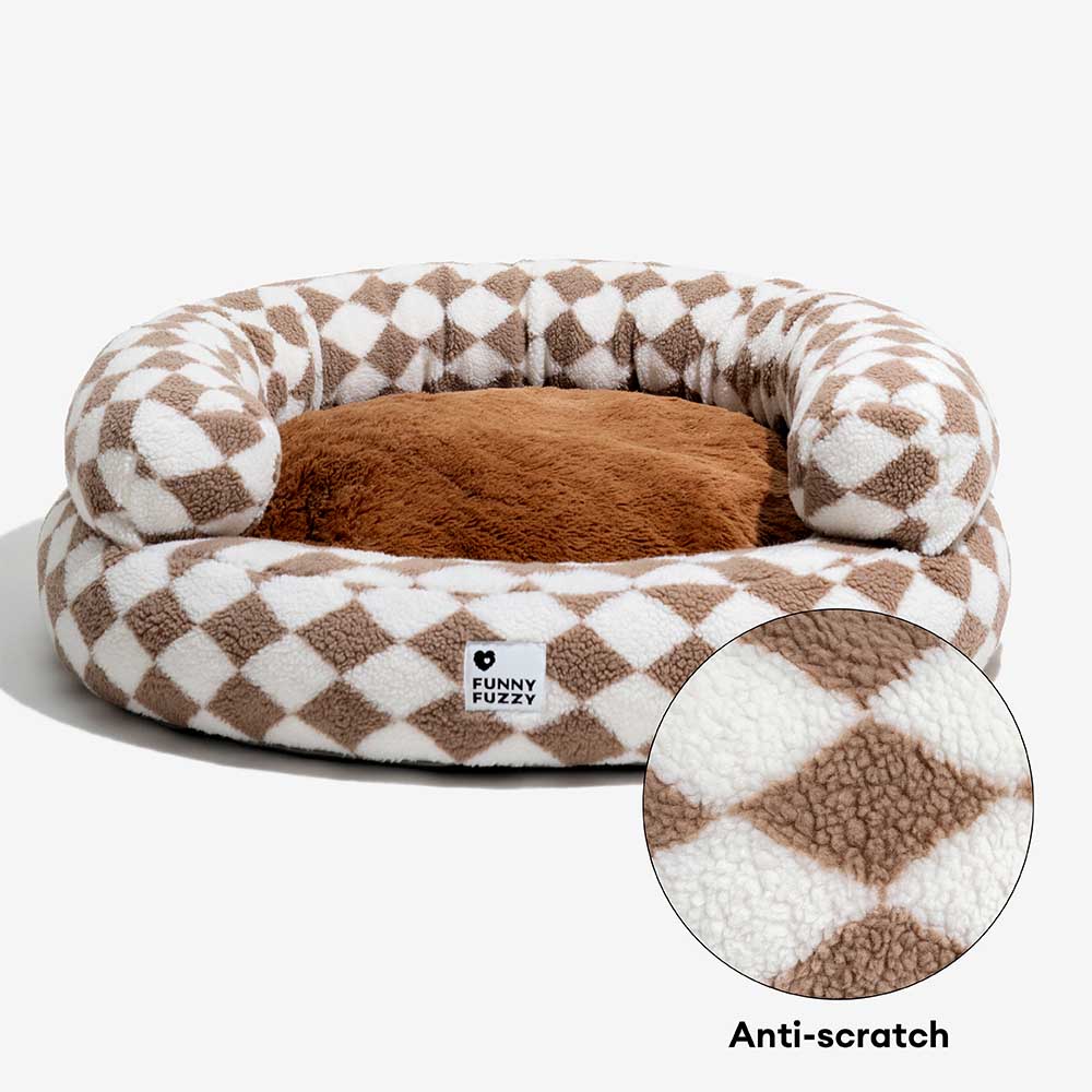 Classic Argyle Washable Bolster Donut Cat Bed - Cosy Haven