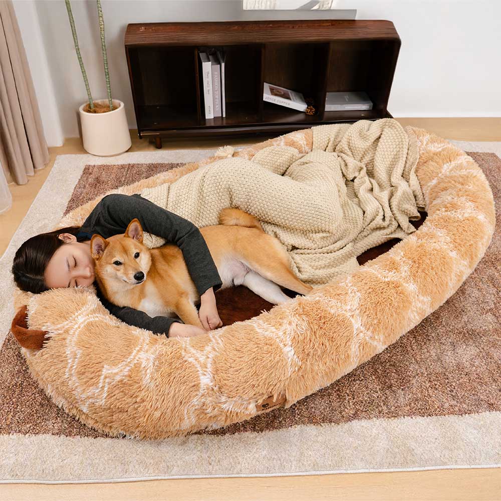 Luxury Super Large Sleep Deeper Oval Bed Human Dog Bed