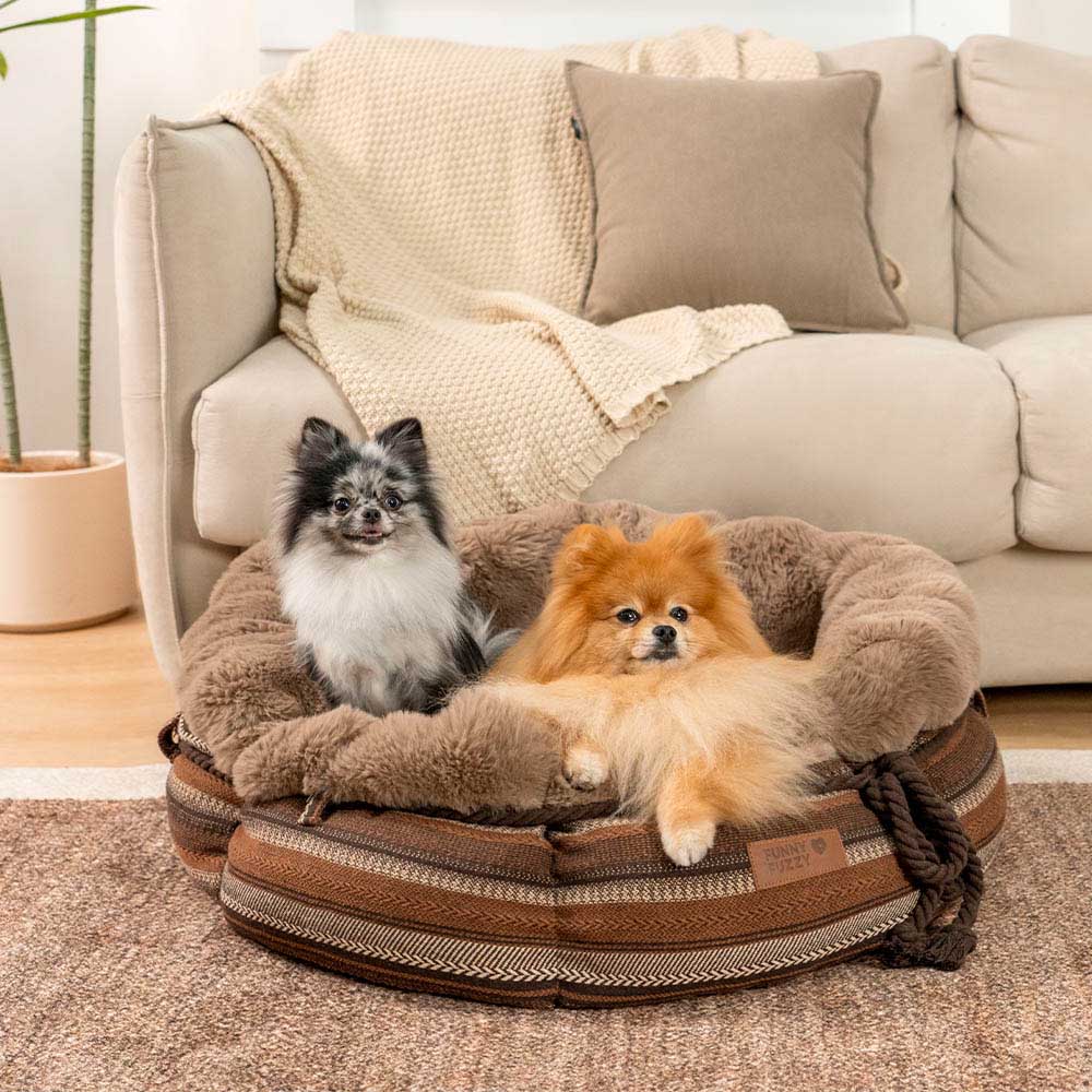 Classic Jacquard Plush Donut Dog Bed - Snuggle Den