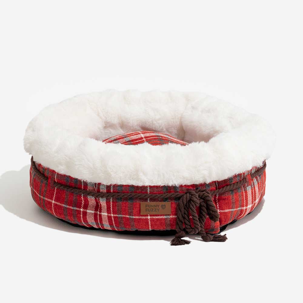 Classic Jacquard Plush Donut Dog Bed - Snuggle Den