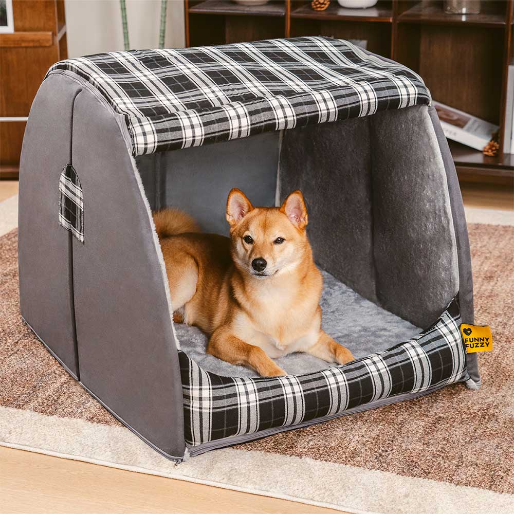 Classical Plaid House Orthopaedic Dog Bed - Warm Retreat