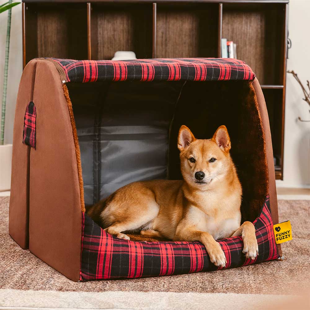 Classical Plaid House Orthopedic Dog Bed - Warm Retreat