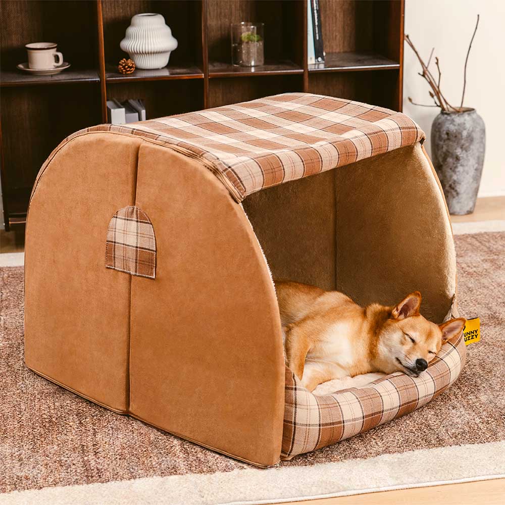 Classical Plaid House Orthopedic Dog Bed - Warm Retreat