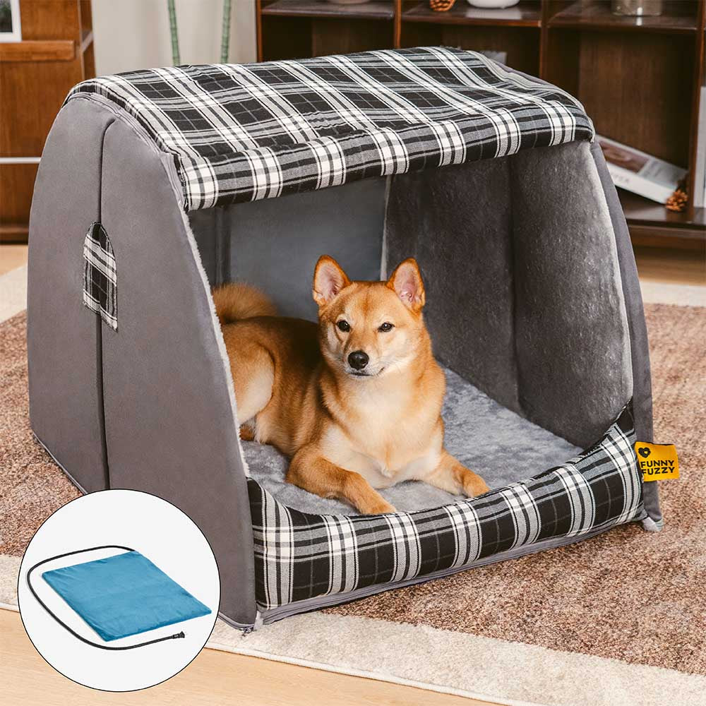 Classical Plaid House Orthopaedic Dog Bed - Warm Retreat