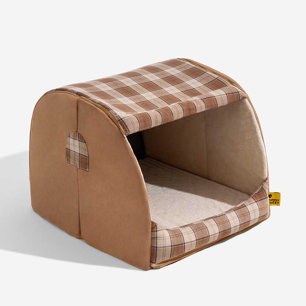 Classical Plaid House Orthopedic Dog Bed - Warm Retreat