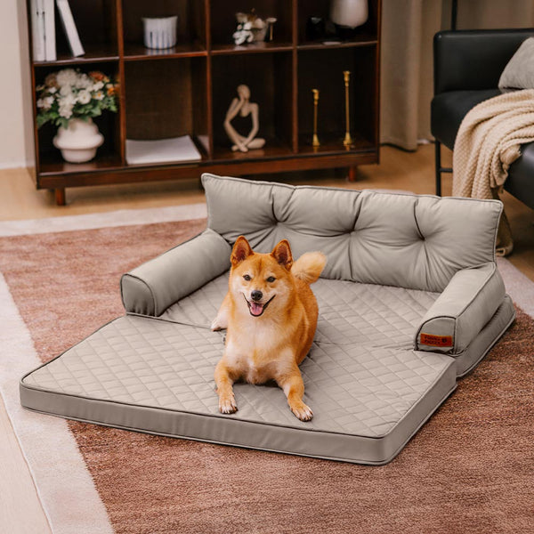 Luxe Faux Leather Foldable Orthopaedic Large Dog Bed - CoreLounge