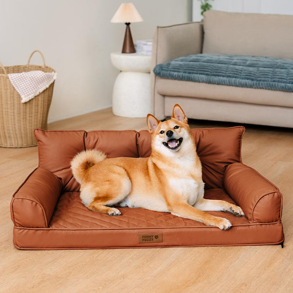 Luxe Faux Leather Foldable Orthopaedic Large Dog Bed - CoreLounge
