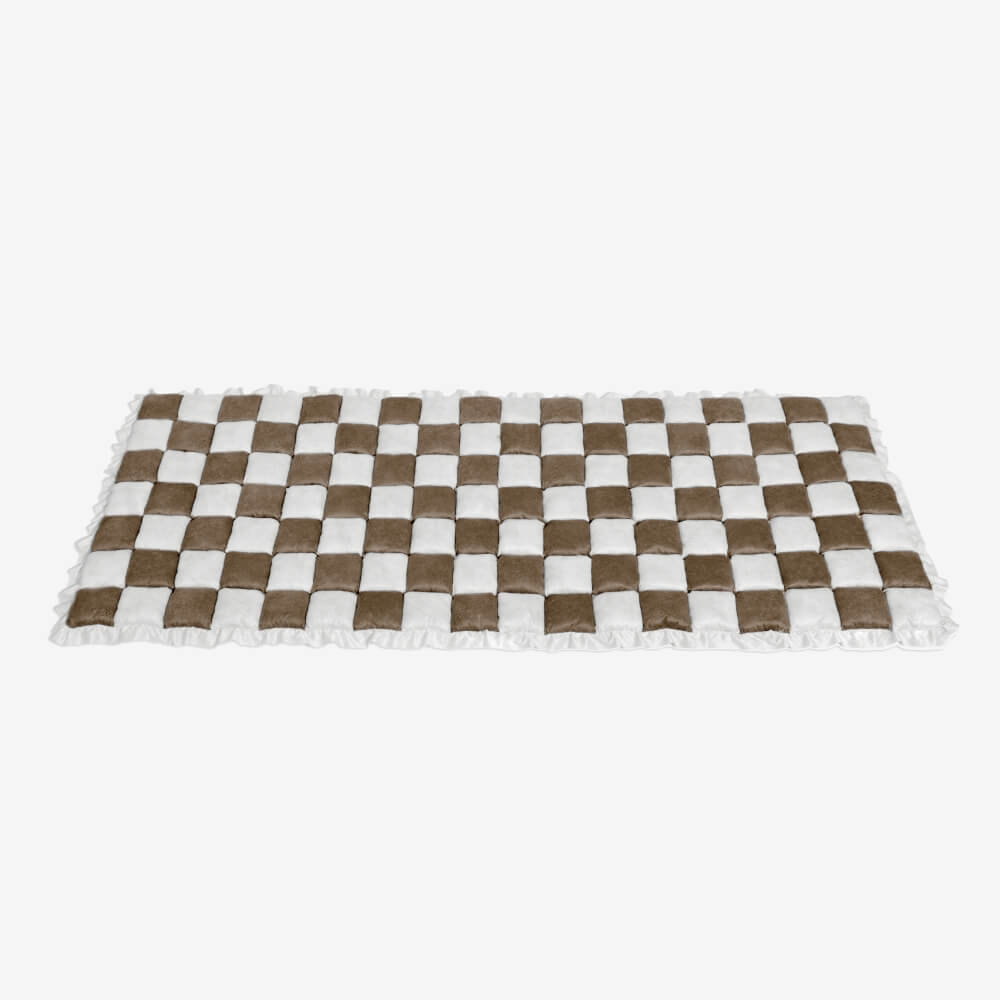 Cream-coloured Large Plaid Square Pet Carpet Bed Couch Cover
