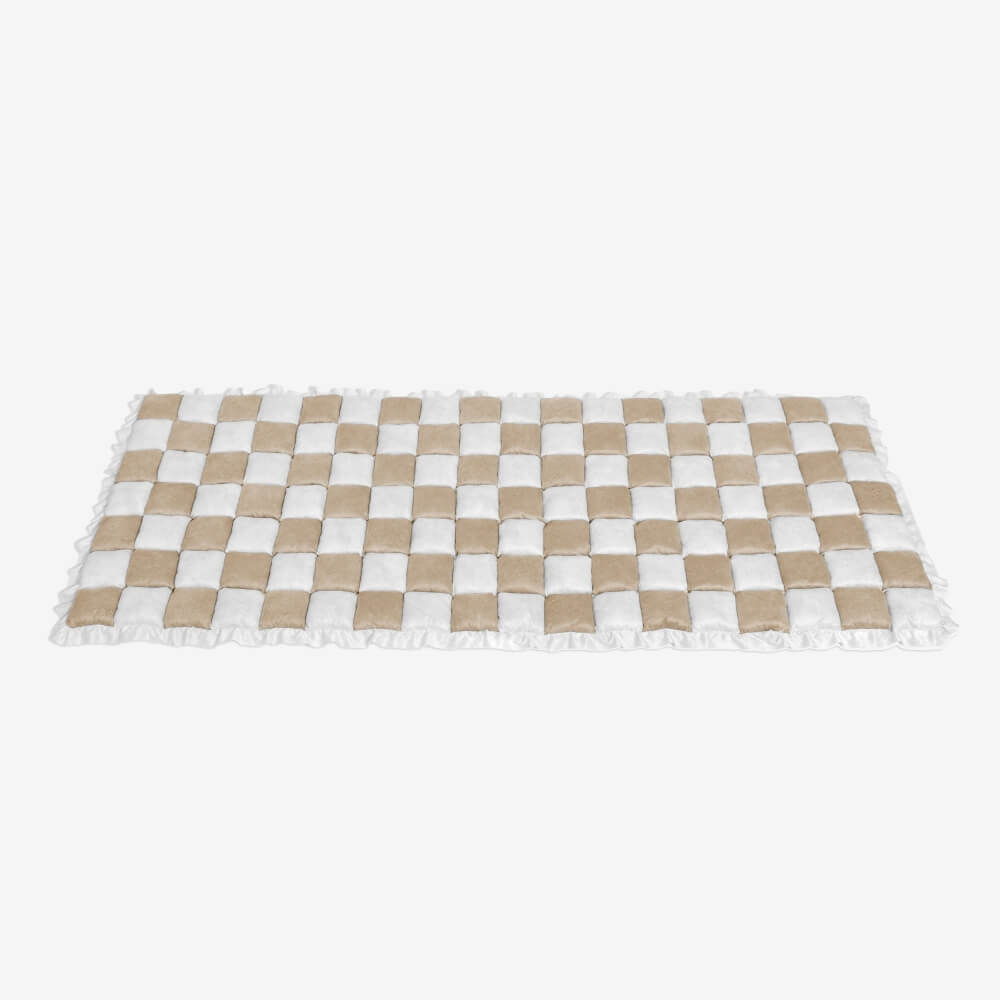 Cream-coloured Large Plaid Square Pet Carpet Bed Couch Cover