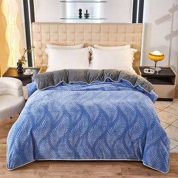 Elegant Botanical Pattern Milk Velvet Bed Sheet Set