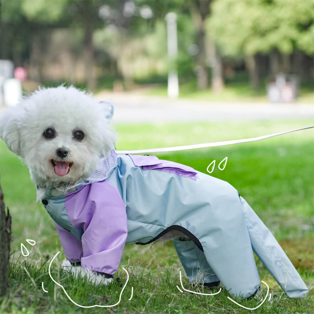 All-Weather Waterproof Full-Coverage Reflective Dog Hooded Raincoat