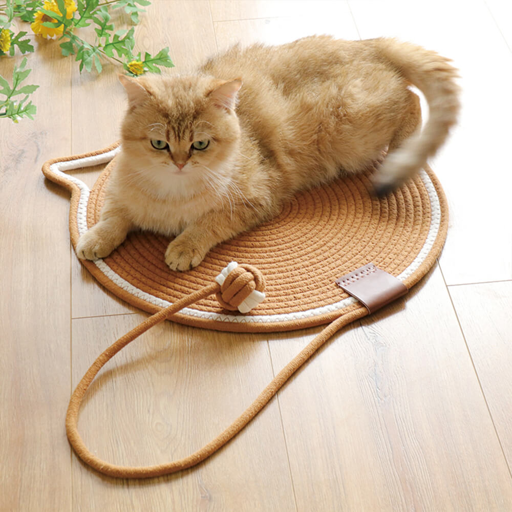 Durable Cat Ear Round Cat Scratching Mat with Toy Ball