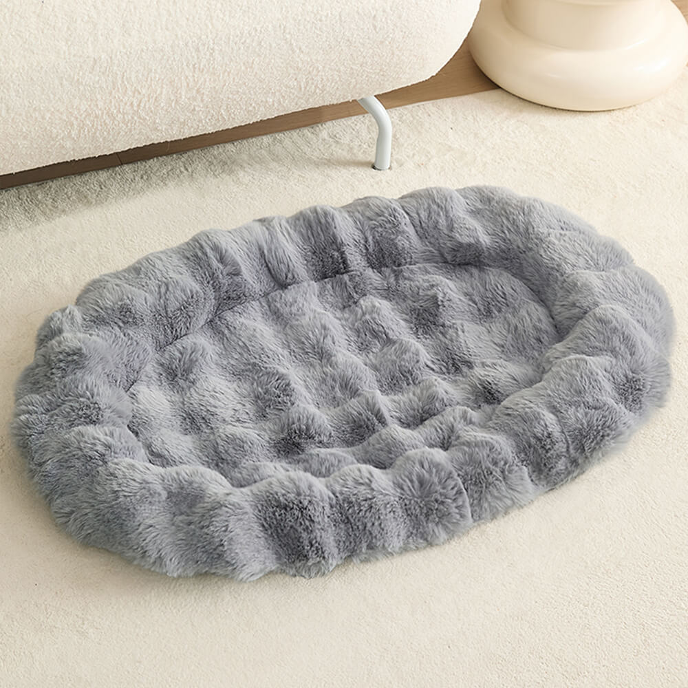 Elliptical Faux Rabbit Fur Sponge Support Multi-Functional Dog & Cat Mat