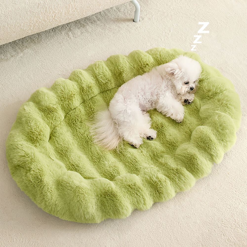 Elliptical Faux Rabbit Fur Sponge Support Multi-Functional Dog & Cat Mat