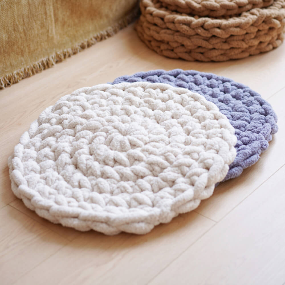 Handwoven Chunky Knit Soft Round Pet Bed Mat