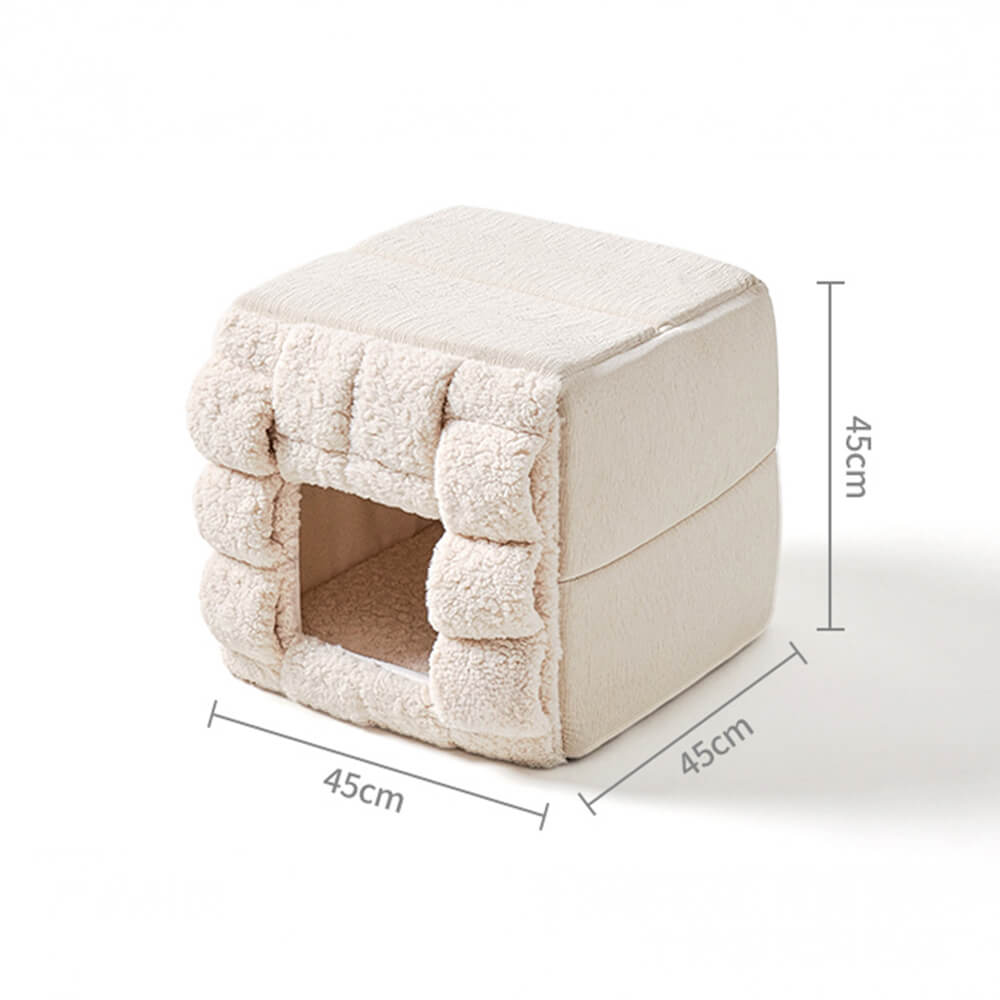 Handwoven Design Cozy Square Convertible Space Cat Bed