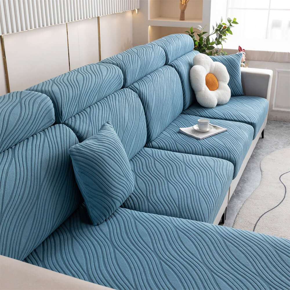 Wave Jacquard Sofa Stretch Anti-Slip Full Wrap Magic Couch Cover