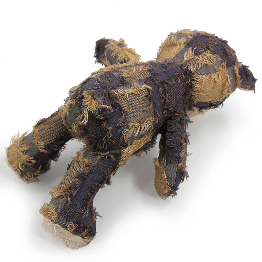 Rustic Denim Plush Durable Chewable Squeaky Dog Toy Bear