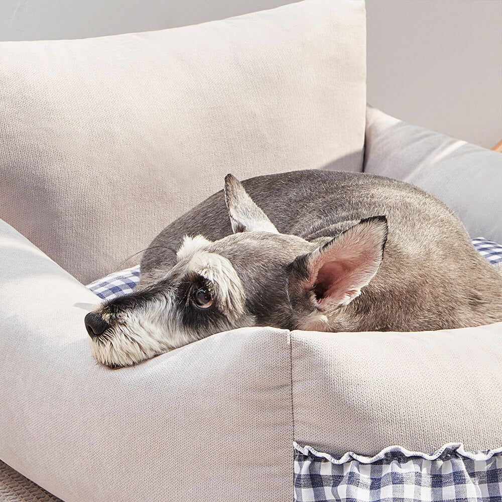 Stylish Ruffled Enhanced Backrest Washable Dog & Cat Sofa Bed