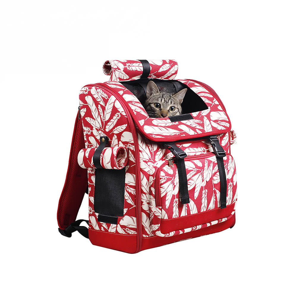 Trendy Hawaiian Print Portable and Comfortable Pet Travel Cat Backpack