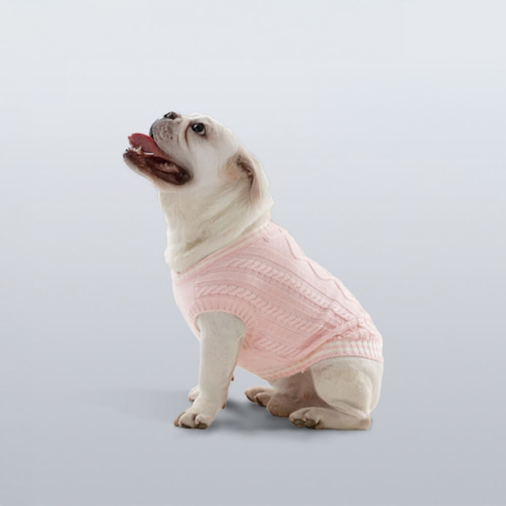 Trendy V-Neck Argyle Knit Stretchable Warm Dog & Cat Sweater