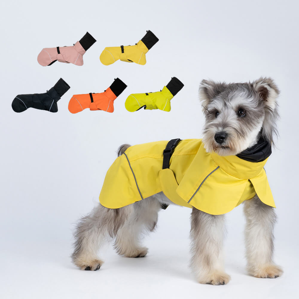 Turtleneck Waterproof Lightweight Reflective Adjustable Dog Poncho Raincoat