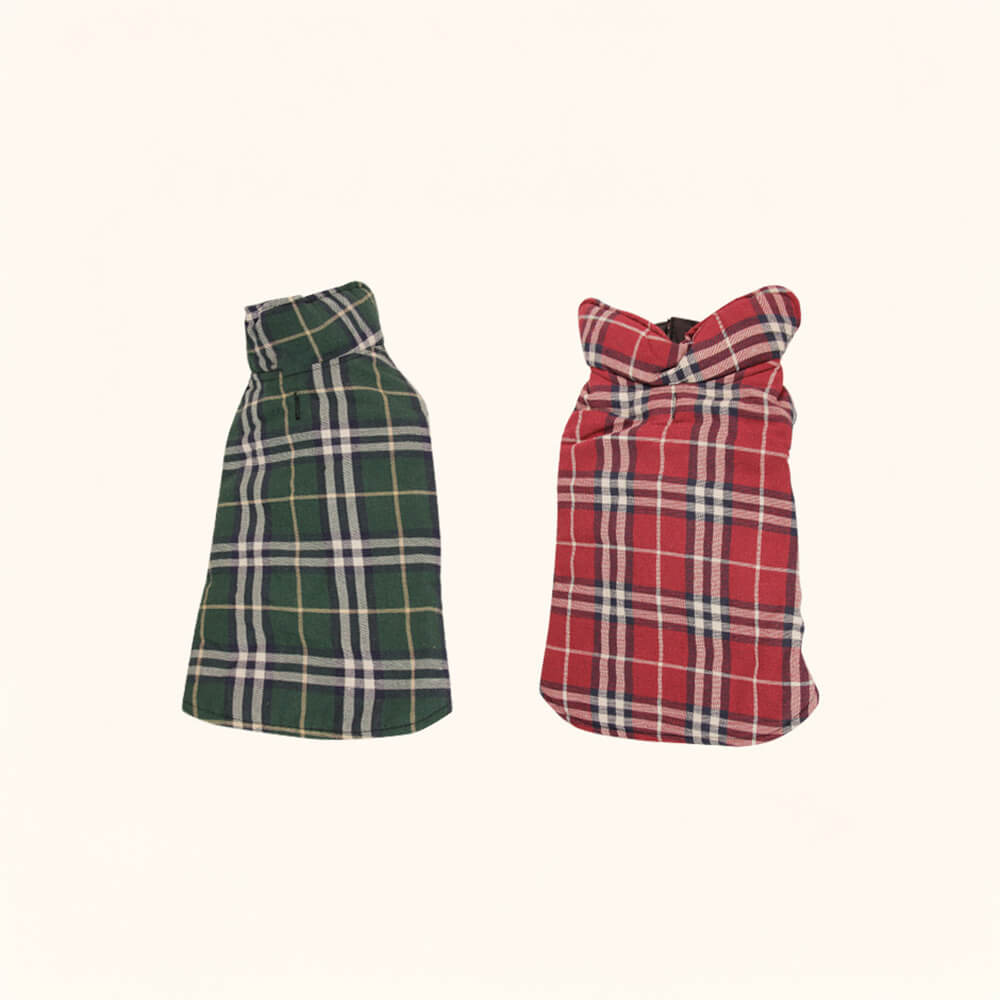 Ultra-Warm Plaid Turtleneck Skin-Friendly Velcro Dog Jacket