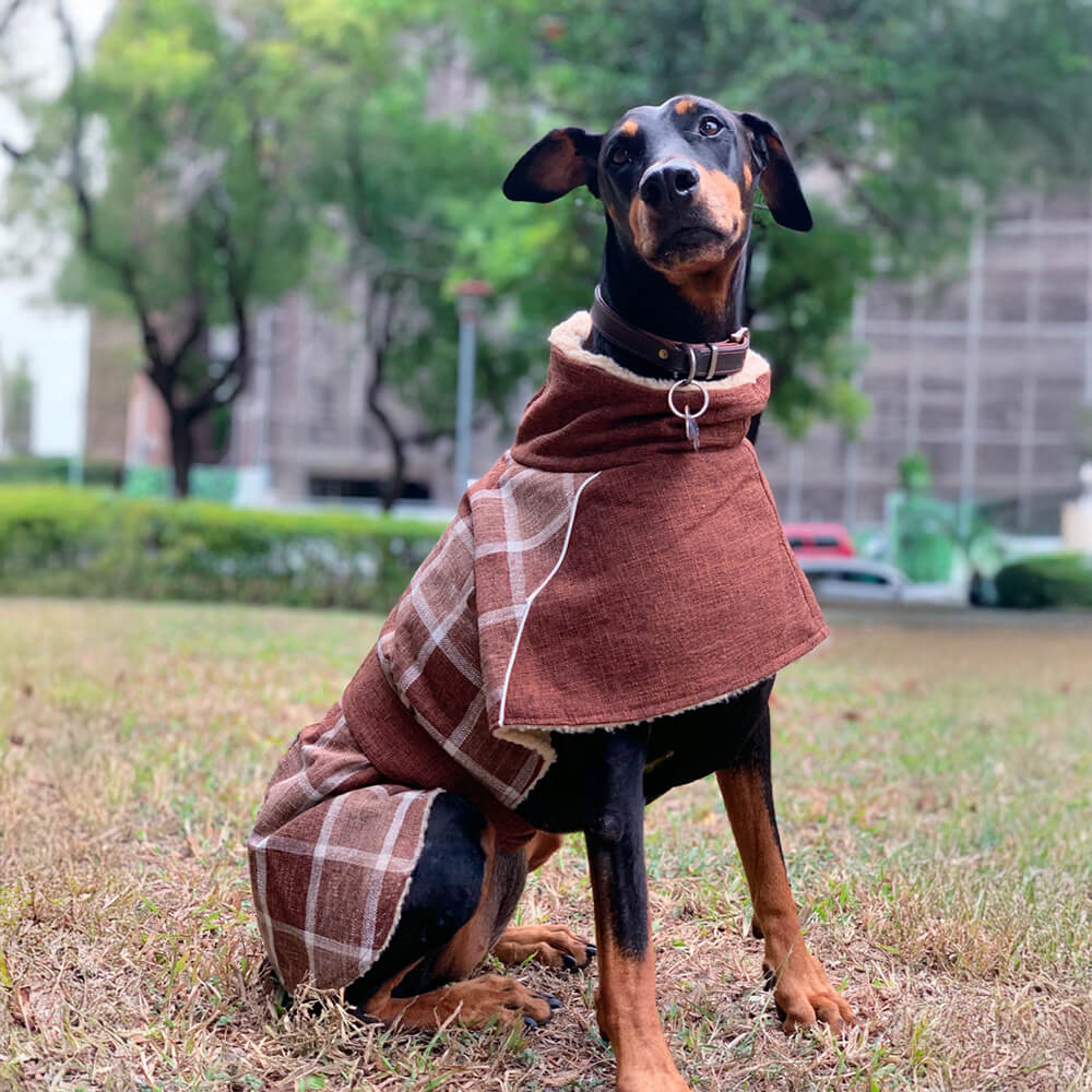 Warm Fleece Plaid Adjustable Turtleneck Dog Jacket