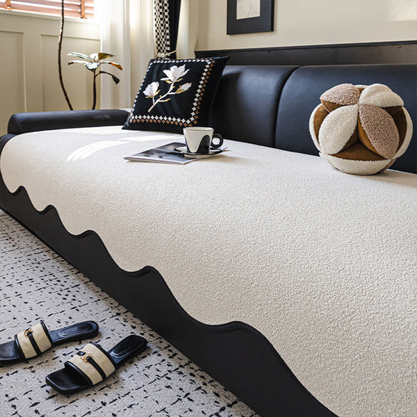 Water-repellent Teddy Fleece Non-Slip Straight Couch Cover