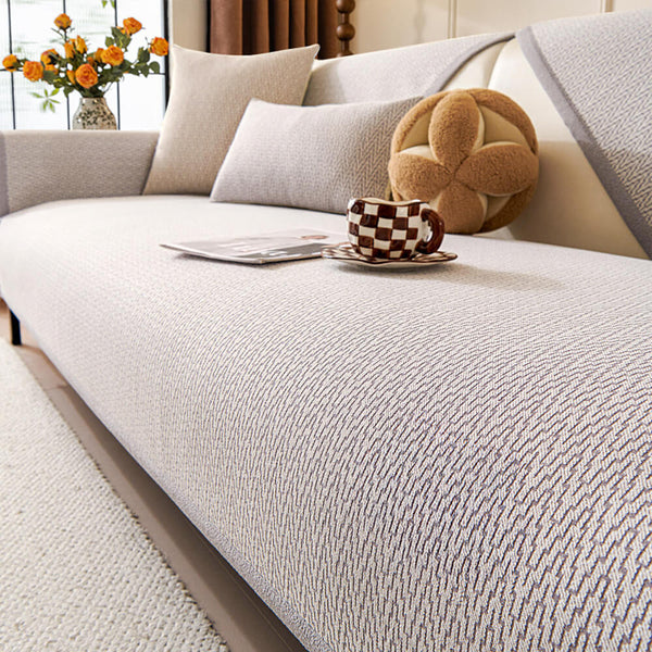 Chenille Minimalist Anti-Slip Fabric with Cat Scratch-Resistant Design Couch Cover